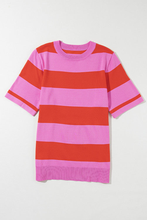 Stripe Colorblock Striped Knitted T shirt