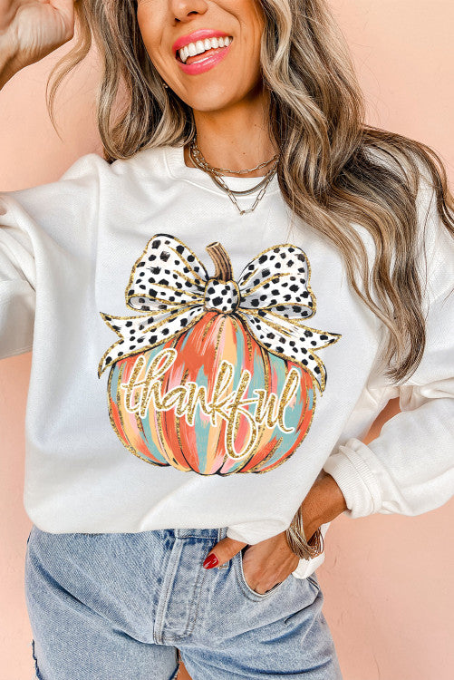 Pumpkin Print Thankful Sweatshirt