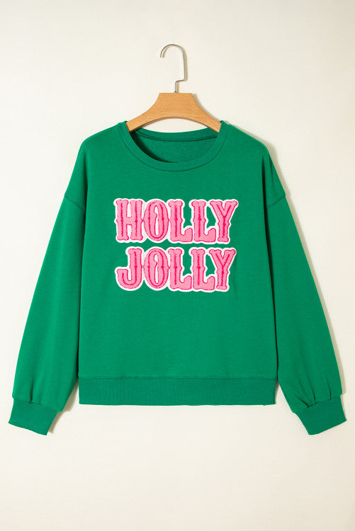 Holly Jolly Embroidered Crew