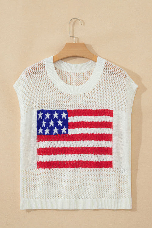 Flag graphic short sleeve sweater