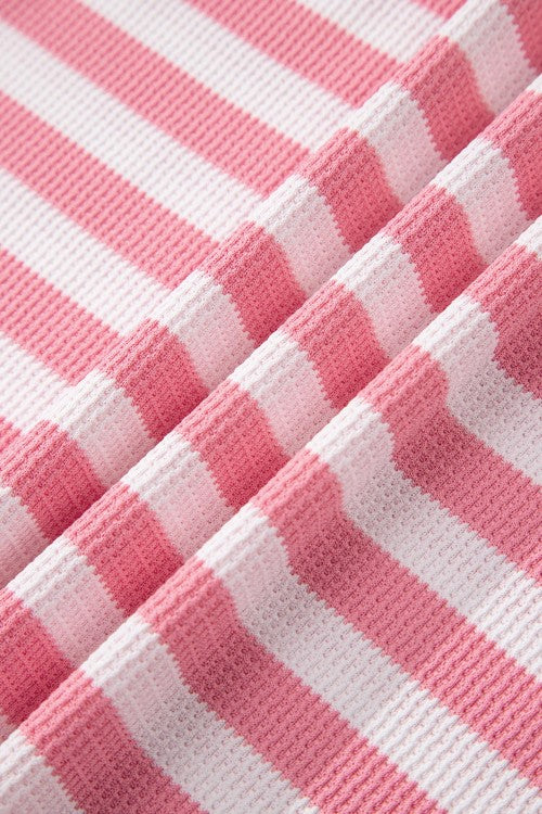 Stripe Puff Short Sleeve T Shirt Matching Shorts Set