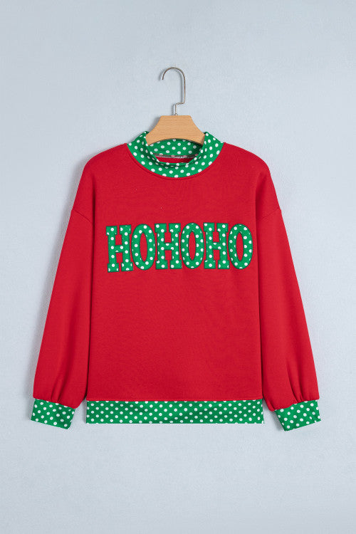 HOHOHO Polka Dot Mock Neck