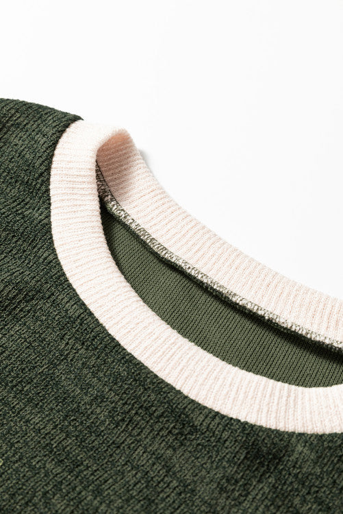 Contrast Color Trim Knit Sweater