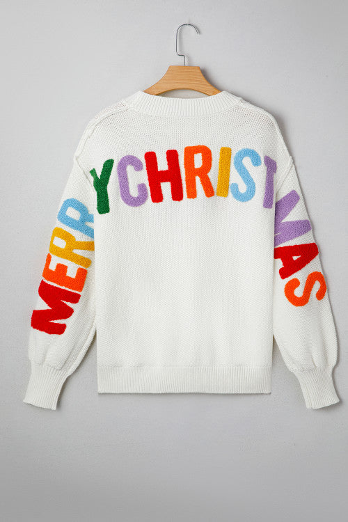 White HOHOHO Embroidered Sweater